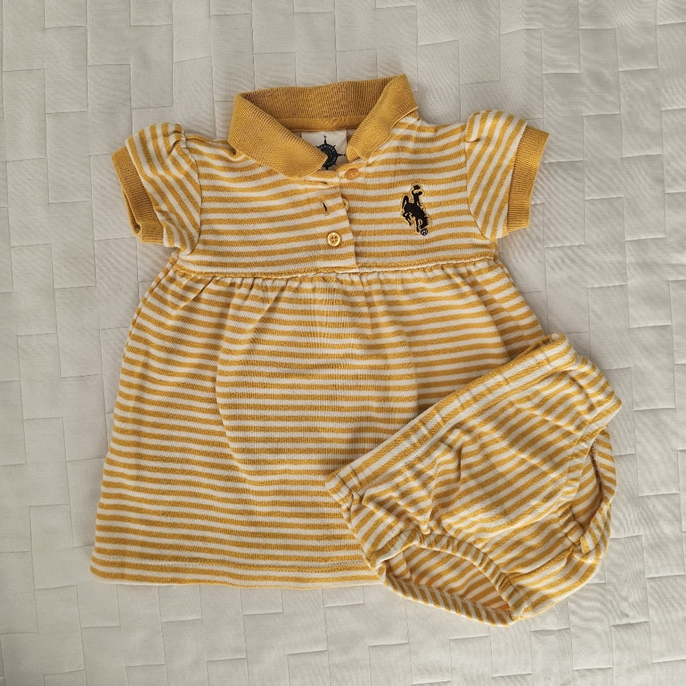 Wyoming Cowboys Baby Dress And Bloomer Set
